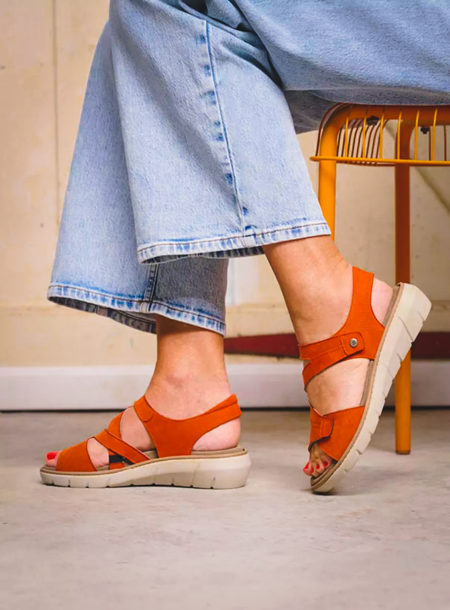 Wolky IKARIA BioCare Vegan Leather Sandal - Brick Orange