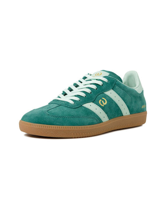 Goodsole Parallel 2001 Lace Up Sneaker - Emerald Green Suede & Mint Green Leather