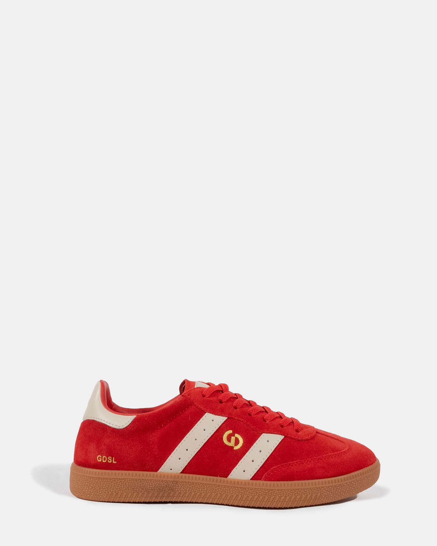 Goodsole Parallel 2001 Lace Up Sneaker - Aurora Red Suede & Ivory Leather