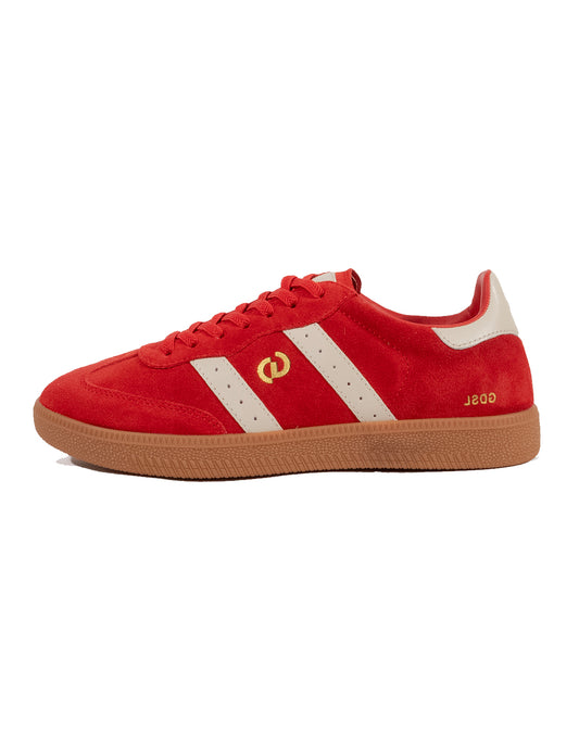 Goodsole Parallel 2001 Lace Up Sneaker - Aurora Red Suede & Ivory Leather