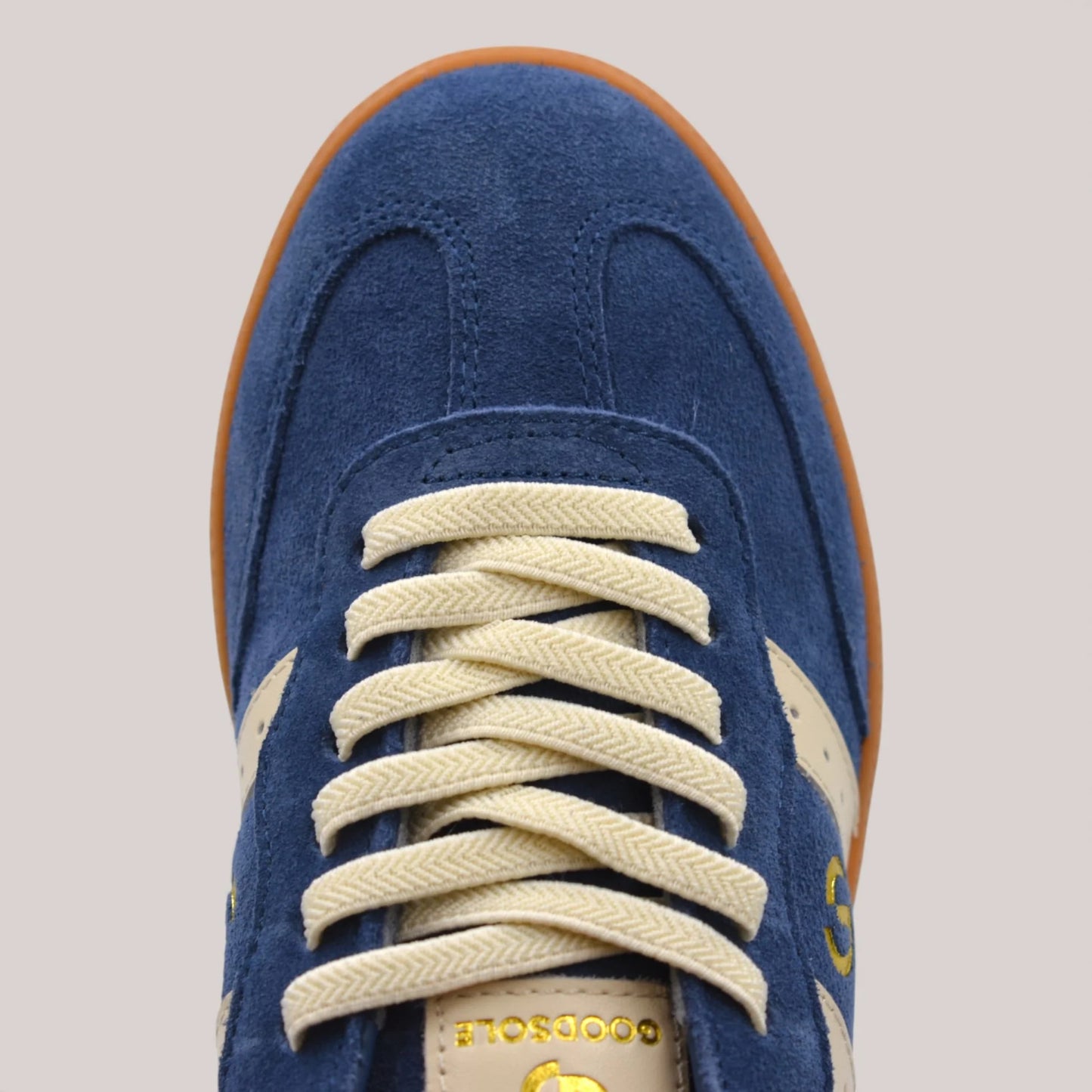 Goodsole Parallel 2001 Lace Up Sneaker - Peacock Blue Suede & Ivory Leather
