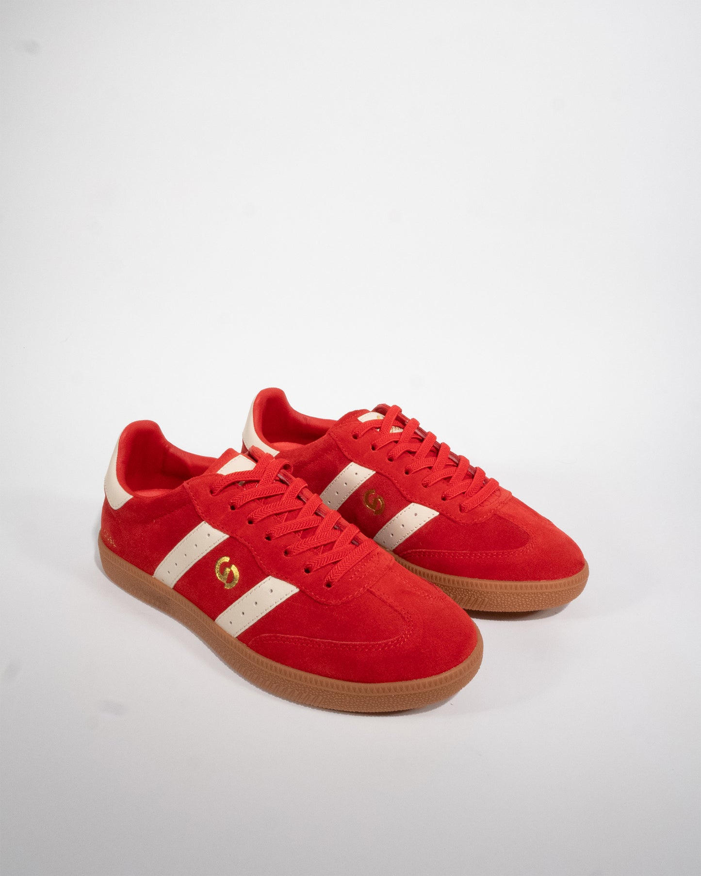 Goodsole Parallel 2001 Lace Up Sneaker - Aurora Red Suede & Ivory Leather