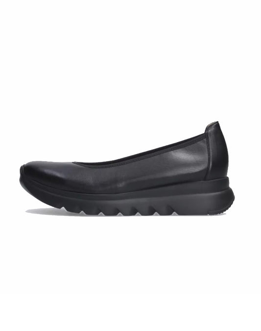 Wolky SNALLERINA Slip-on Ballet Flat - Black Vegan Leather