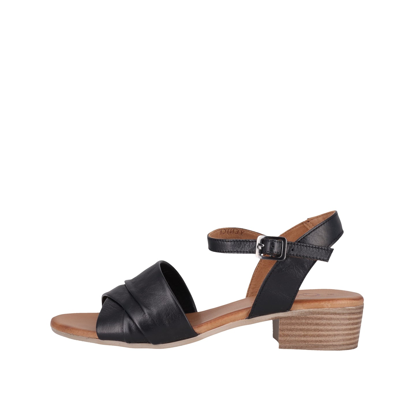 Cabello YENICE Crinkle Strap Sandal - Black Shimmer