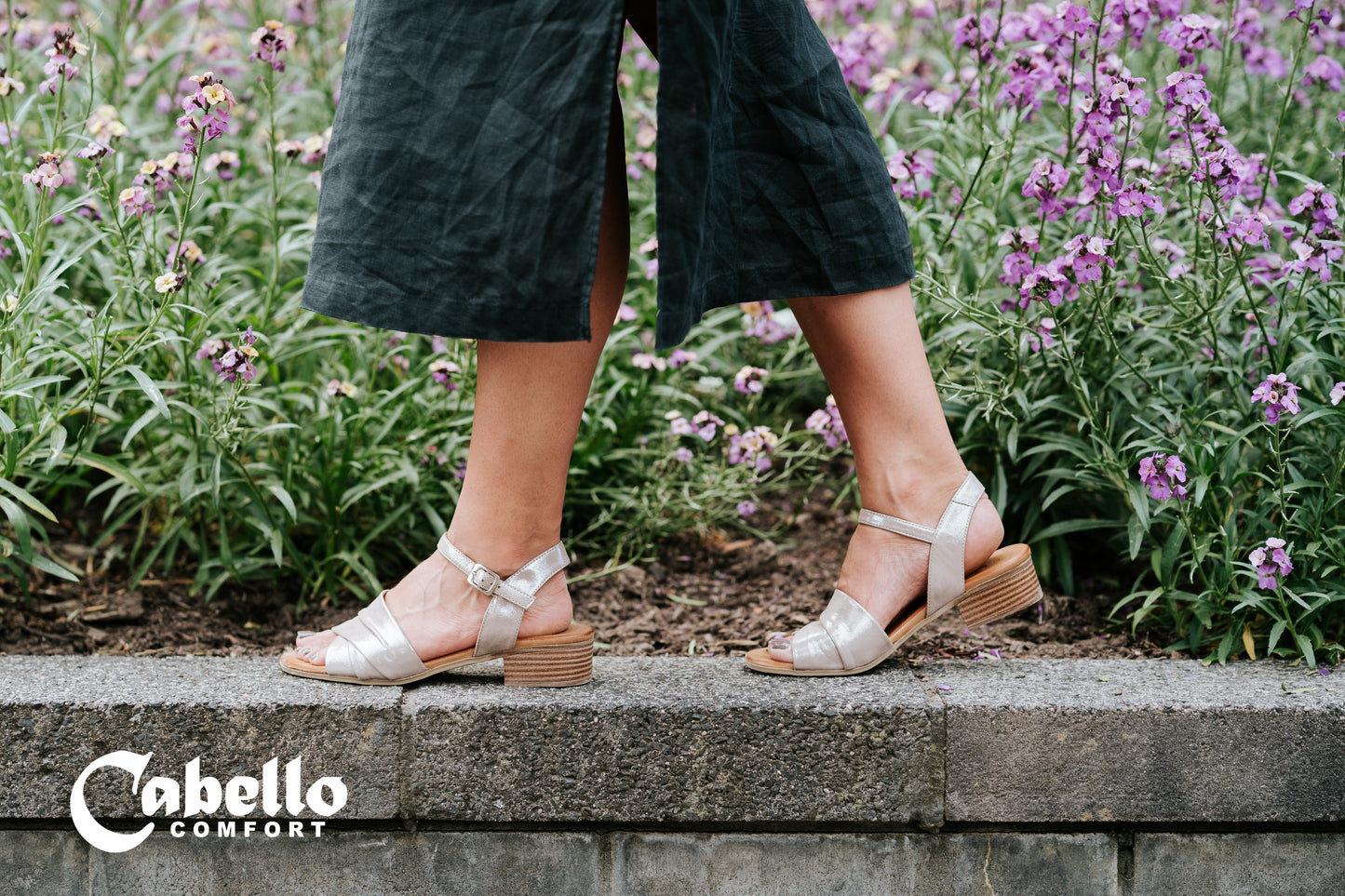 Cabello YENICE Crinkle Strap Sandal - Taupe Shimmer