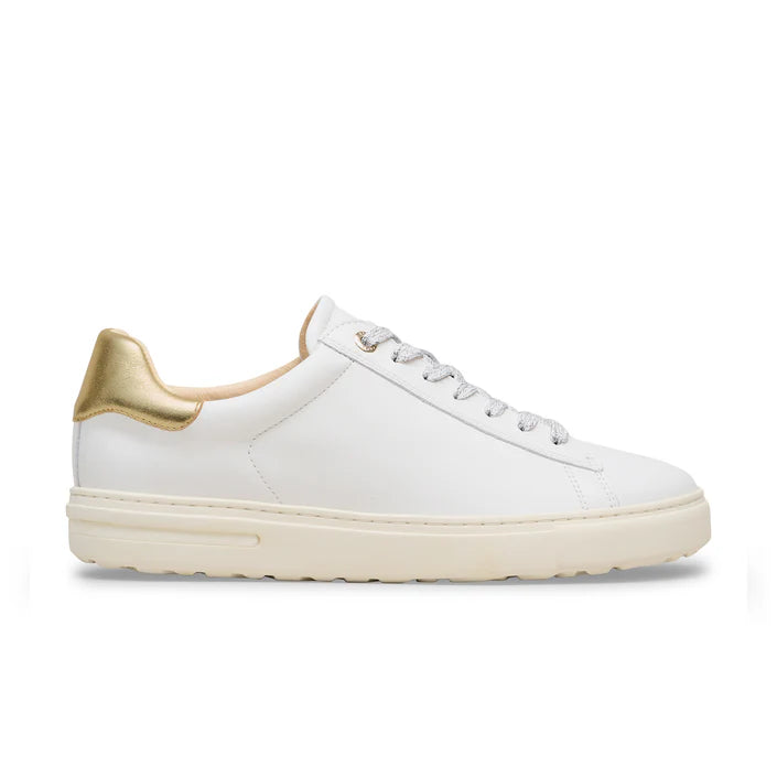 Birkenstock BEND Leather Sneaker Narrow - White Leather & Gold Trim