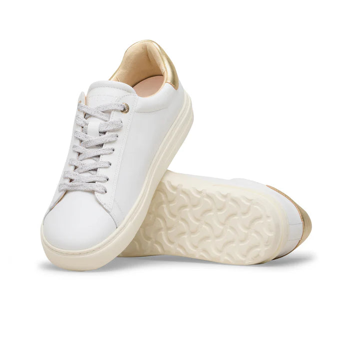 Birkenstock BEND Leather Sneaker Narrow - White Leather & Gold Trim