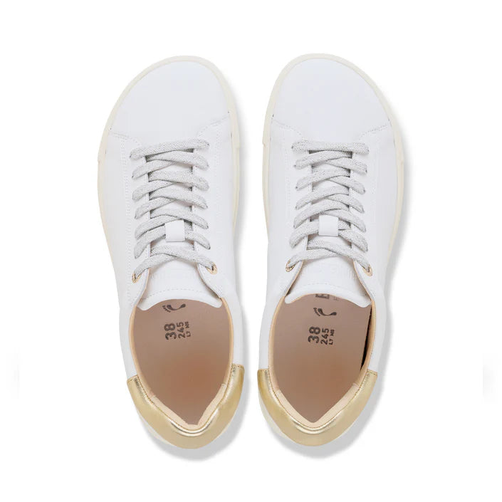 Birkenstock BEND Leather Sneaker Narrow - White Leather & Gold Trim