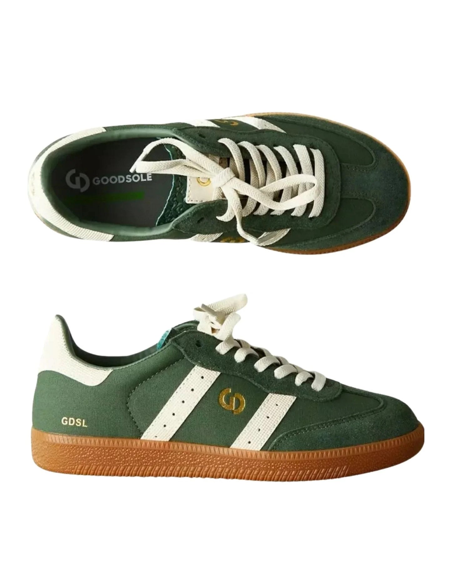 Goodsole Parallel 2001 Lace Up Sneaker - Cypress Green Suede & Ivory Leather