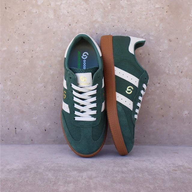 Goodsole Parallel 2001 Lace Up Sneaker - Cypress Green Suede & Ivory Leather