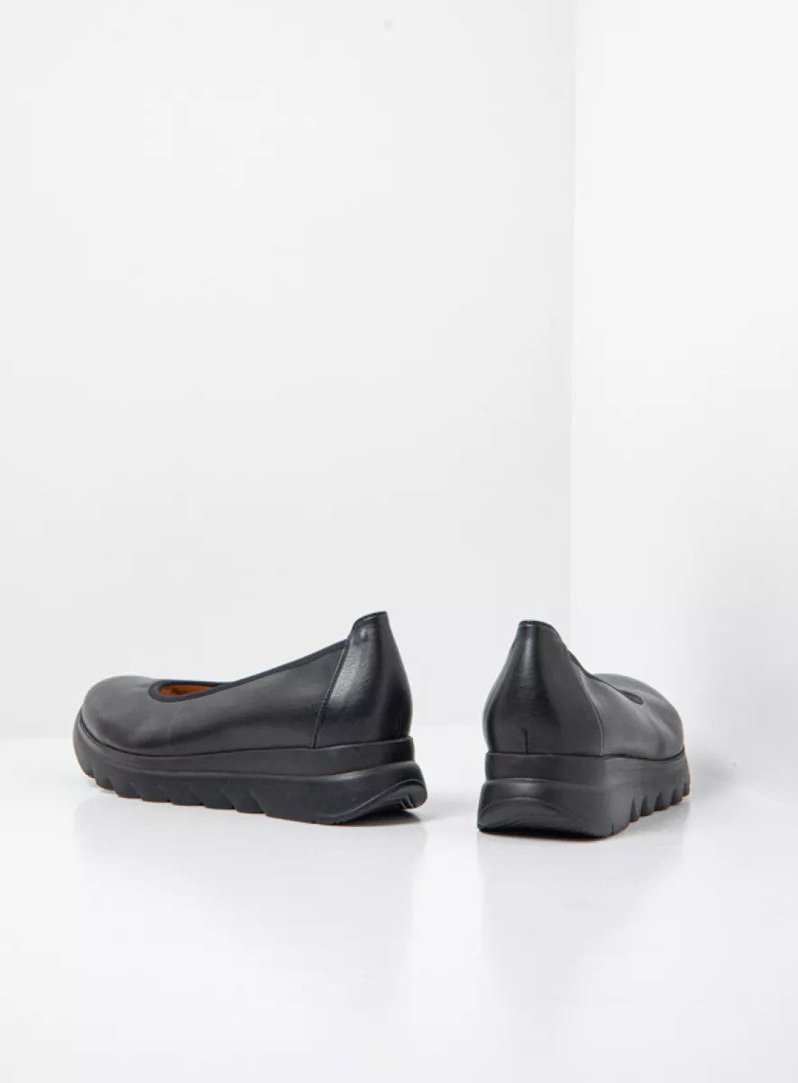 Wolky SNALLERINA Slip-on Ballet Flat - Black Vegan Leather