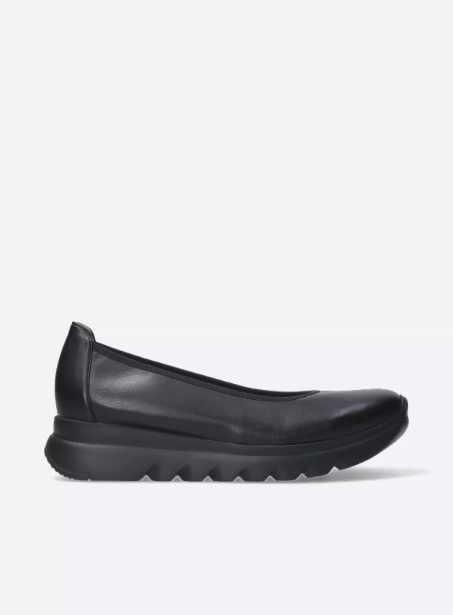 Wolky SNALLERINA Slip-on Ballet Flat - Black Vegan Leather