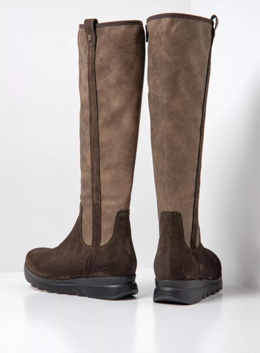 Wolky JACKSON Knee-High Tall Boot - Taupe & Chocolate Brown Combo