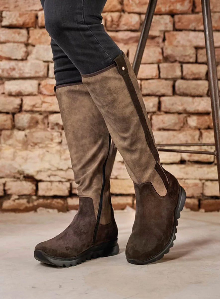 Wolky JACKSON Knee-High Tall Boot - Taupe & Chocolate Brown Combo