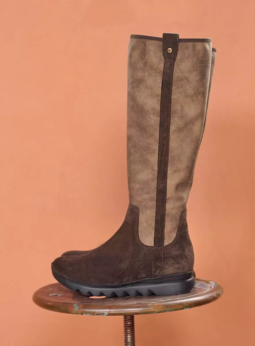 Wolky JACKSON Knee-High Tall Boot - Taupe & Chocolate Brown Combo