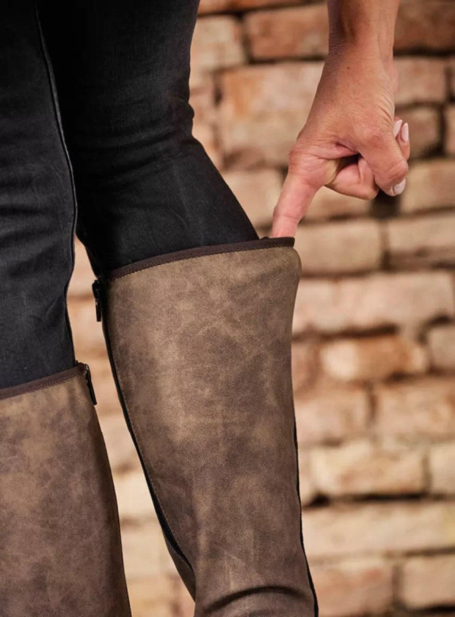 Wolky JACKSON Knee-High Tall Boot - Taupe & Chocolate Brown Combo