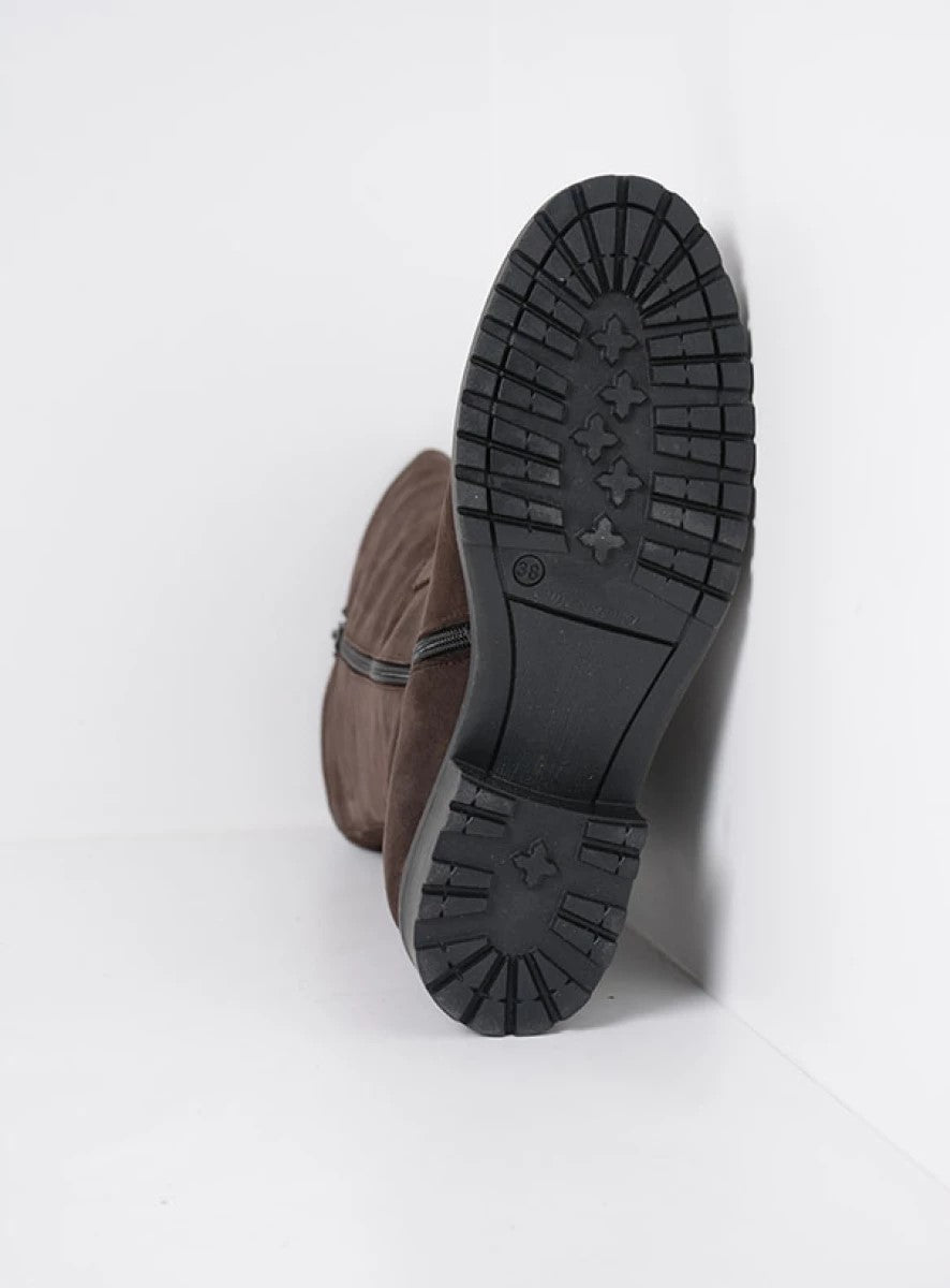 Wolky ANSINA Mid-Calf Boot - Chocolate Brown Nubuck Leather
