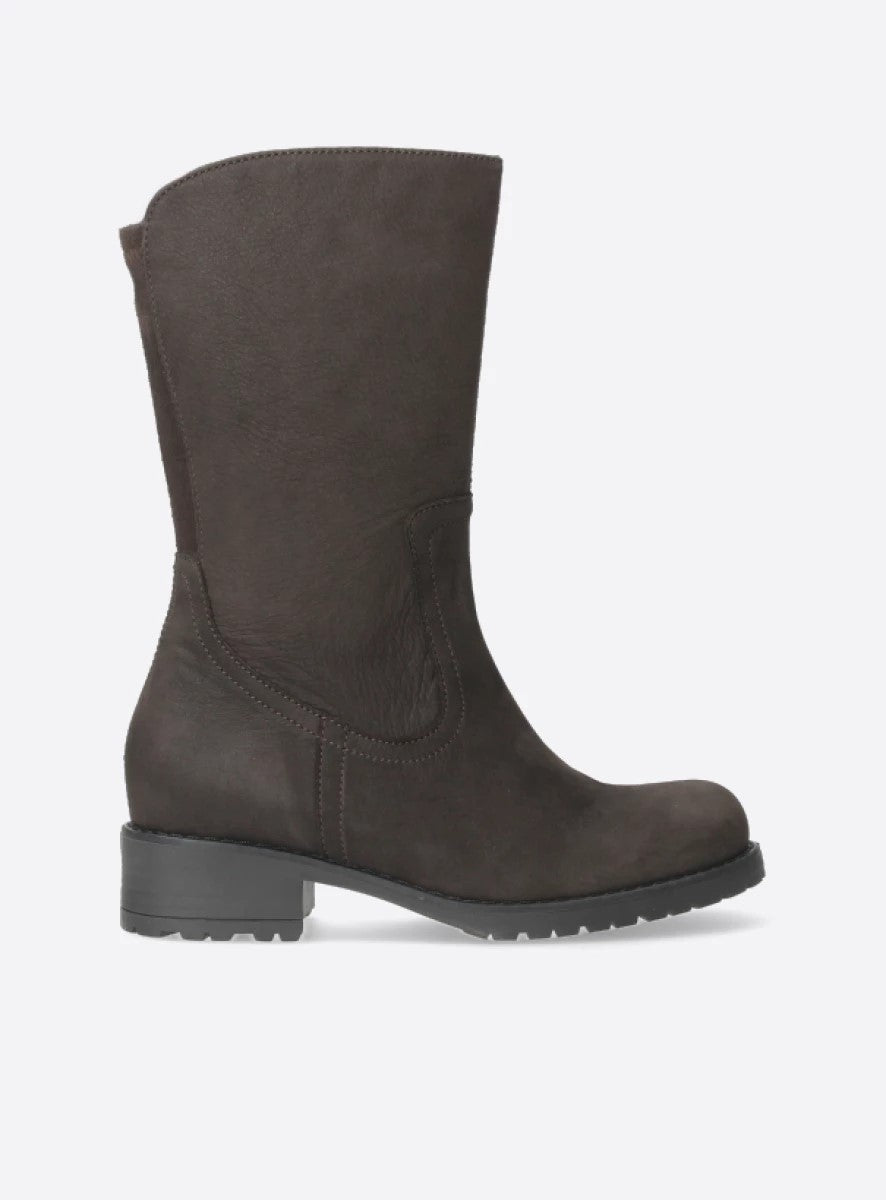 Wolky ANSINA Mid-Calf Boot - Chocolate Brown Nubuck Leather