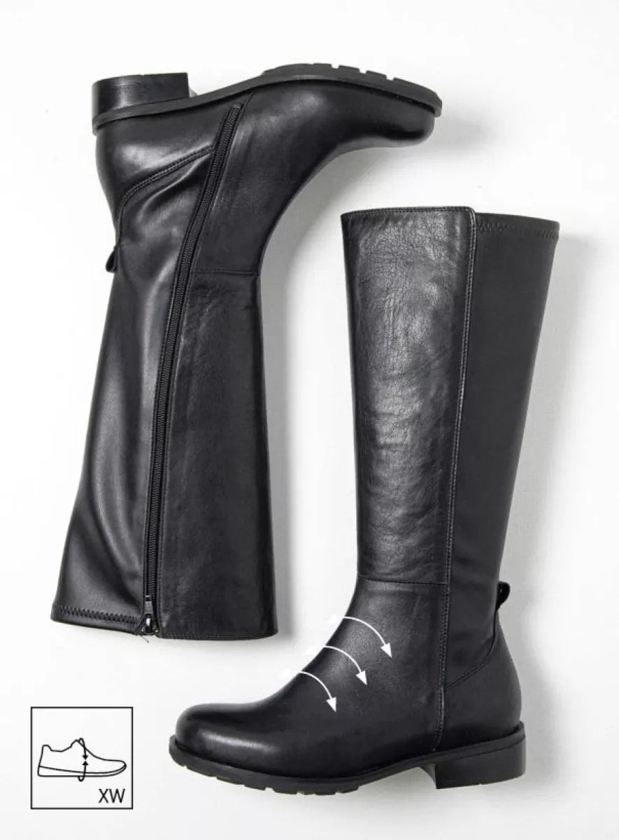 Wolky HAMPTON Knee High Tall Boot - Black Leather