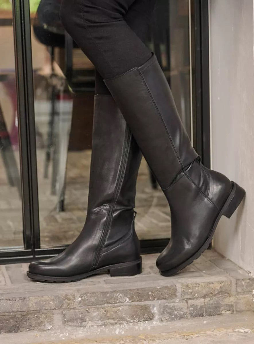 Wolky HAMPTON Knee High Tall Boot - Black Leather