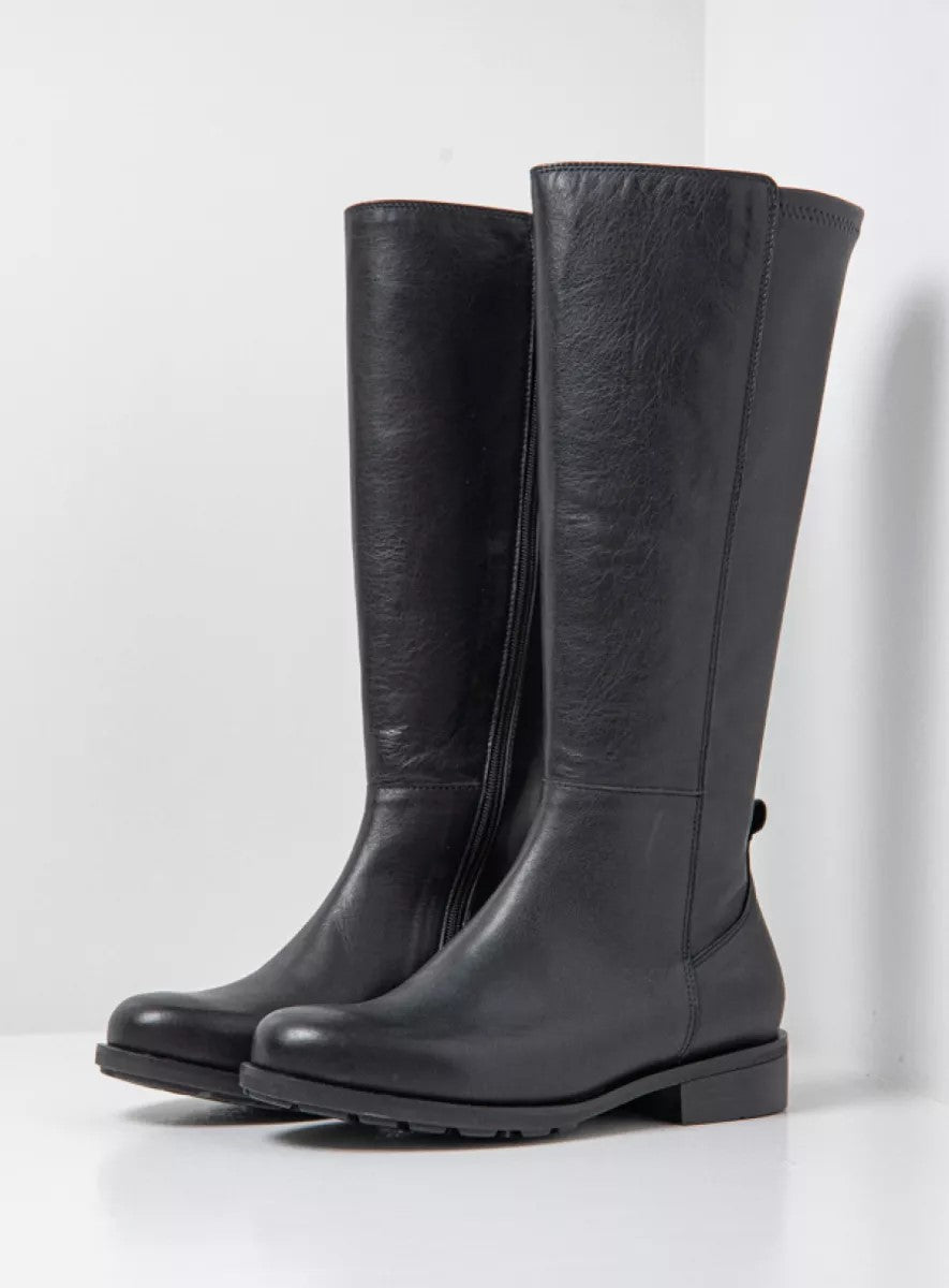 Wolky HAMPTON Knee High Tall Boot - Black Leather