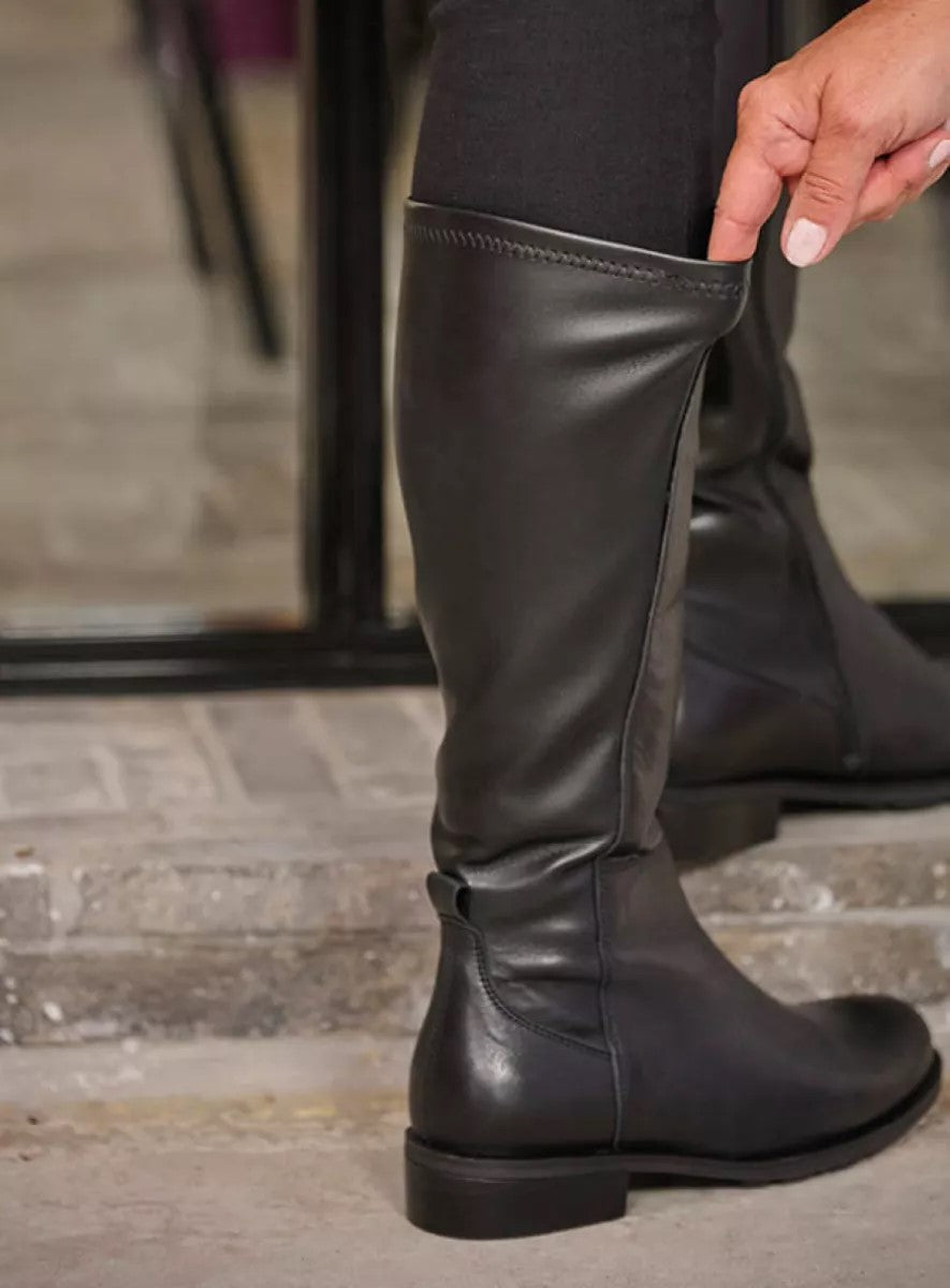 Wolky HAMPTON Knee High Tall Boot - Black Leather