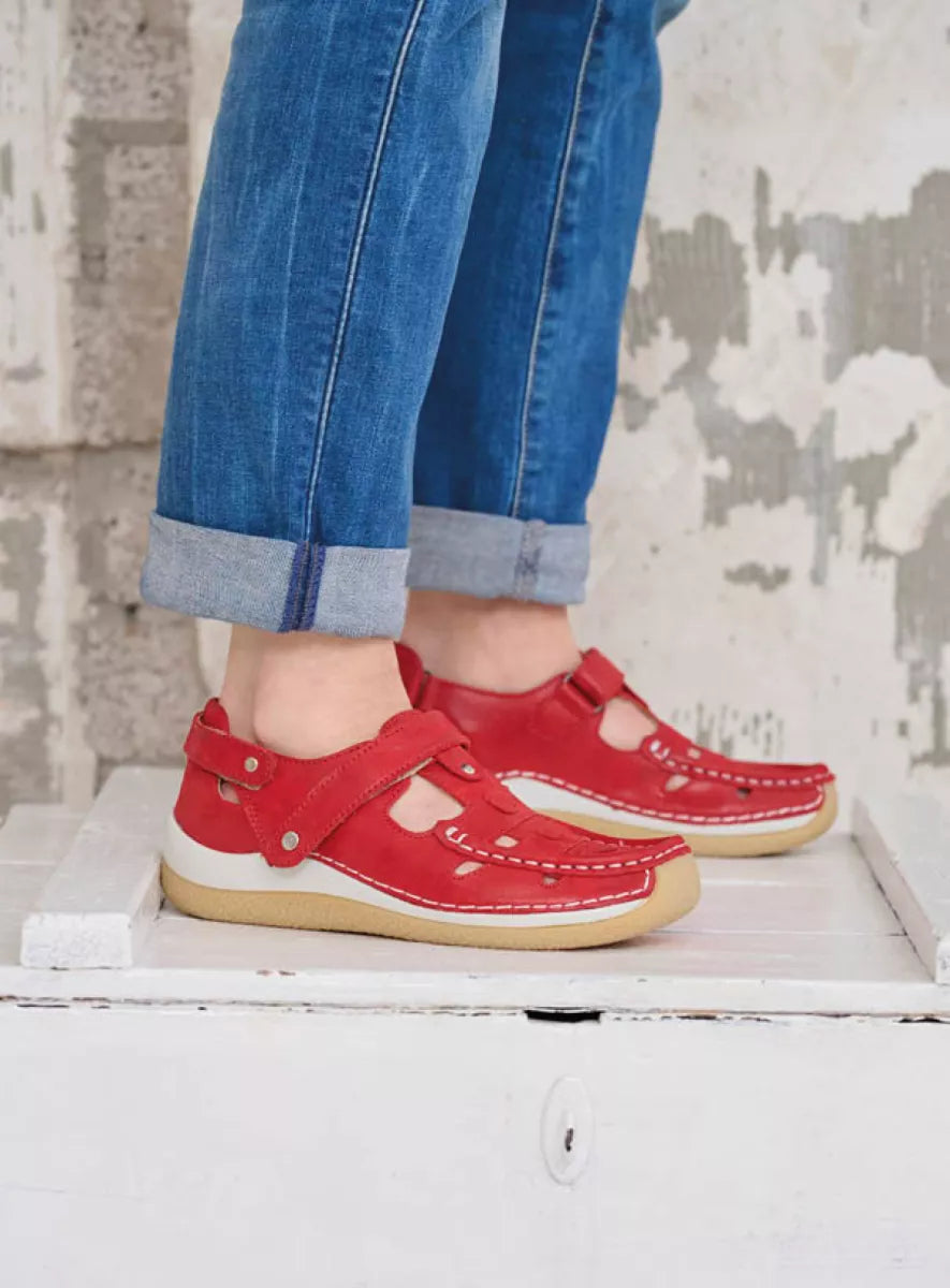 Wolky ESPERANZA Leather & Velcro Shoe - Ochre