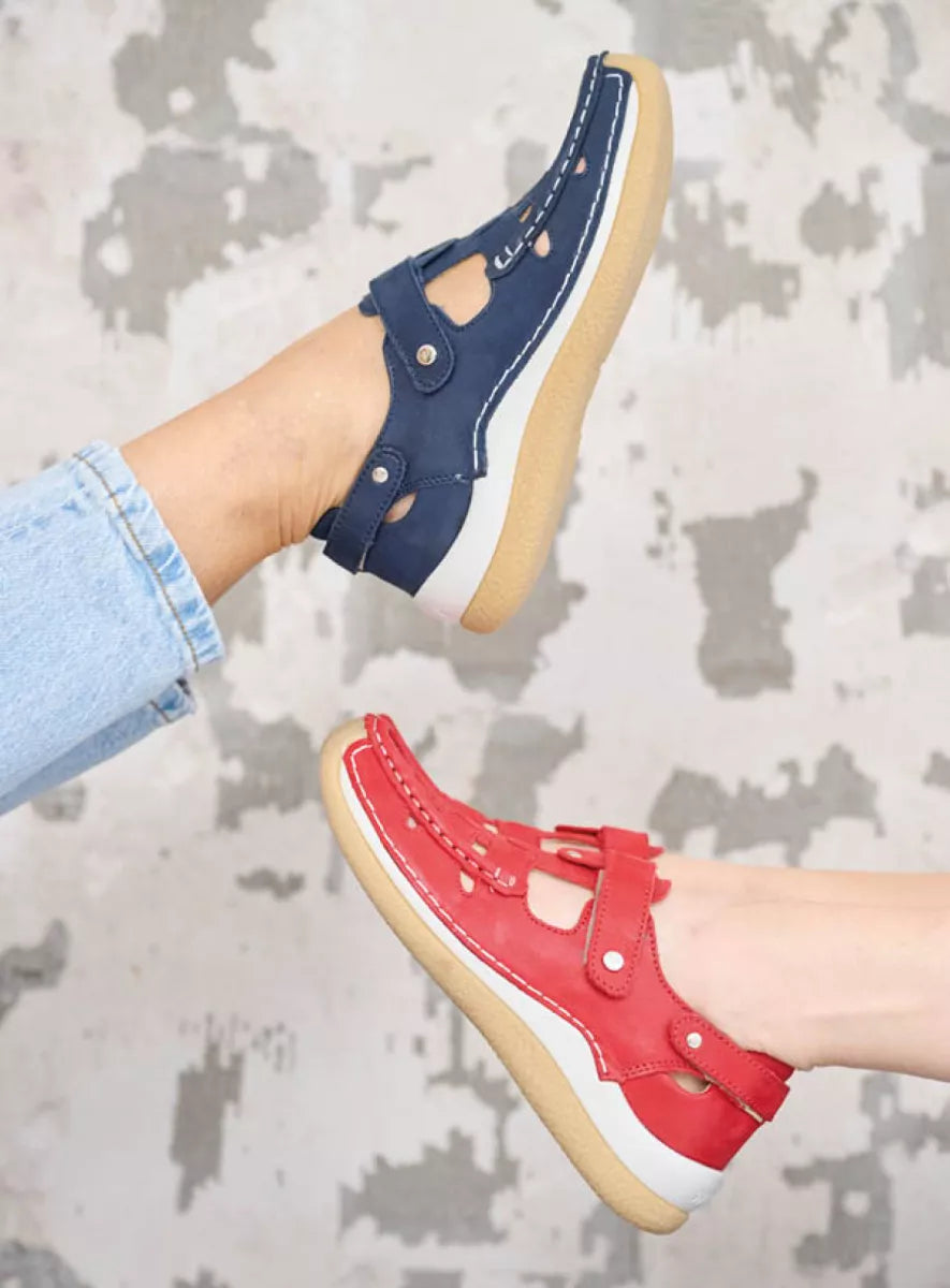 Wolky ESPERANZA Leather & Velcro Shoe - Ochre