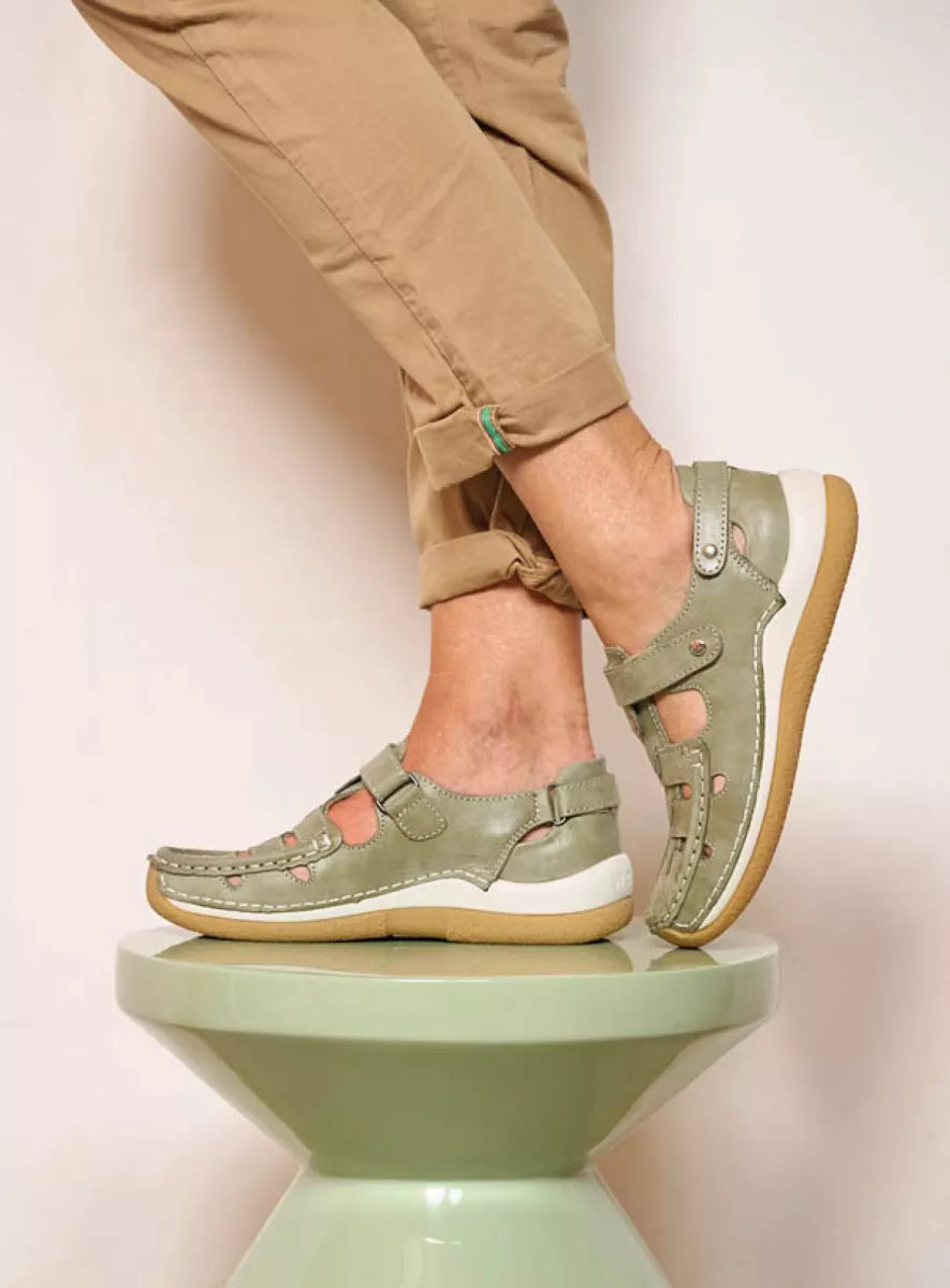 WOLKY ESPERANZA VELCRO SANDAL SHOE - LIGHT GREEN