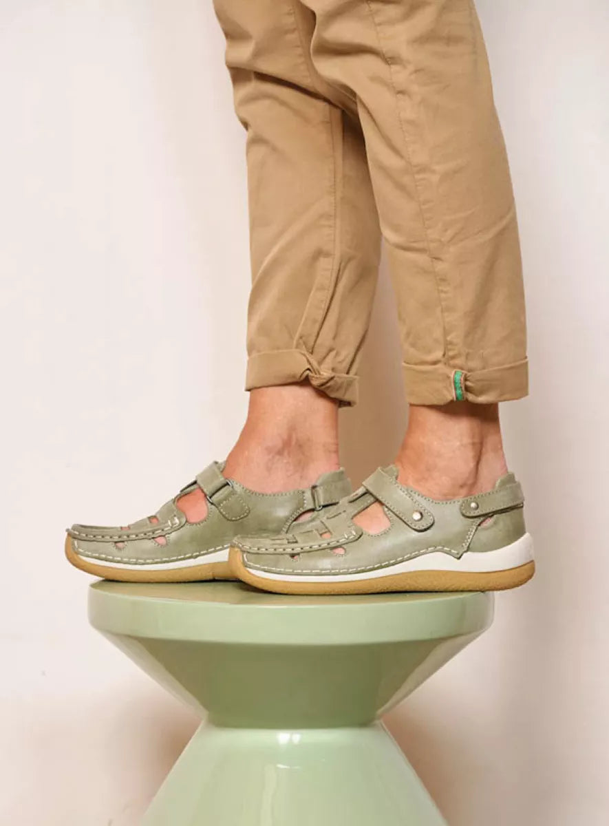 WOLKY ESPERANZA VELCRO SANDAL SHOE - LIGHT GREEN