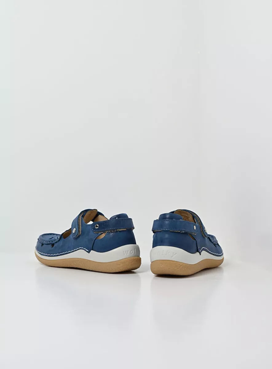 Wolky ESPERANZA Leather & Velcro Shoe - Atlantic Blue