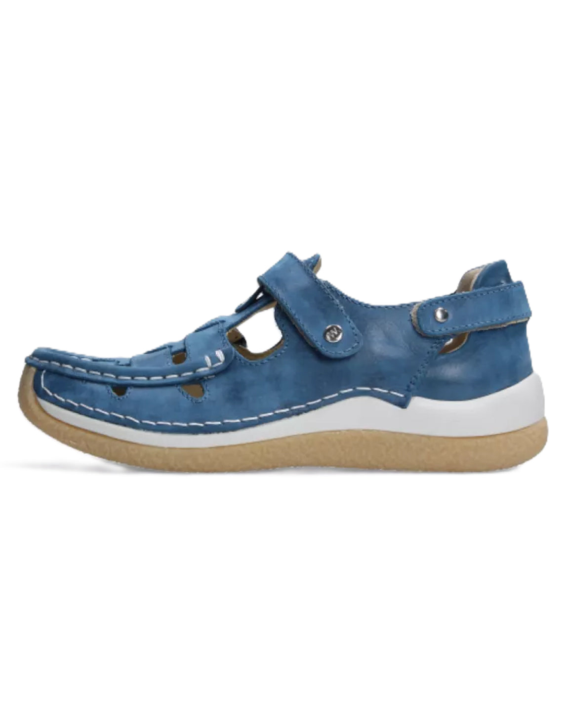 Wolky ESPERANZA Leather & Velcro Shoe - Atlantic Blue