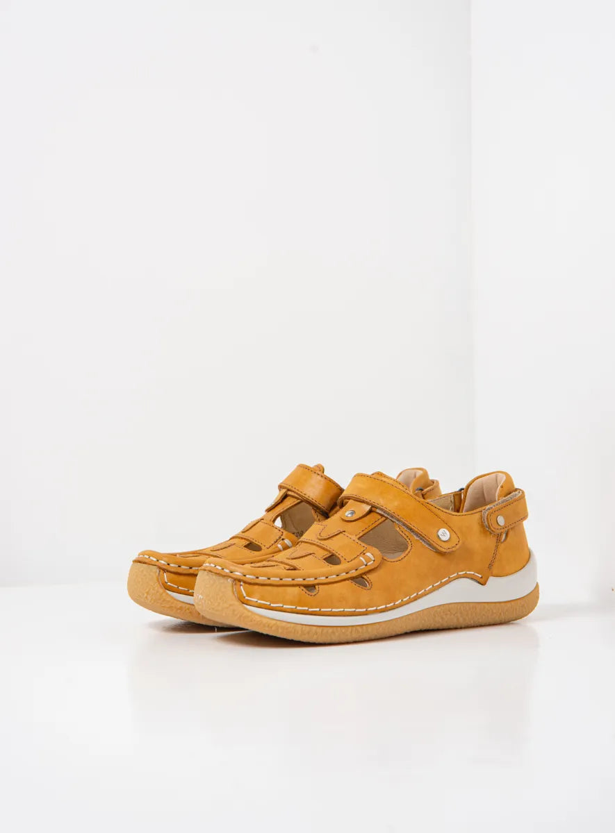 Wolky ESPERANZA Leather & Velcro Shoe - Ochre