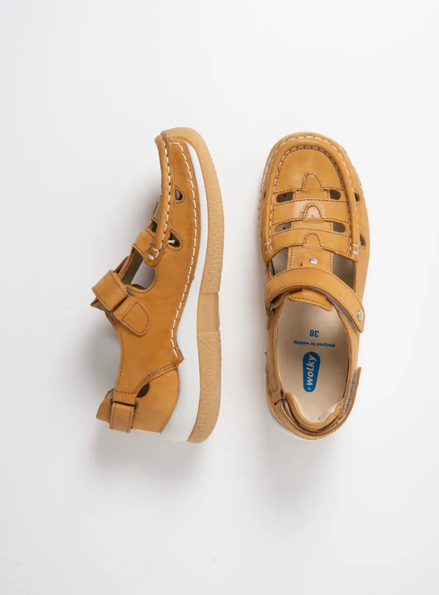 Wolky ESPERANZA Leather & Velcro Shoe - Ochre
