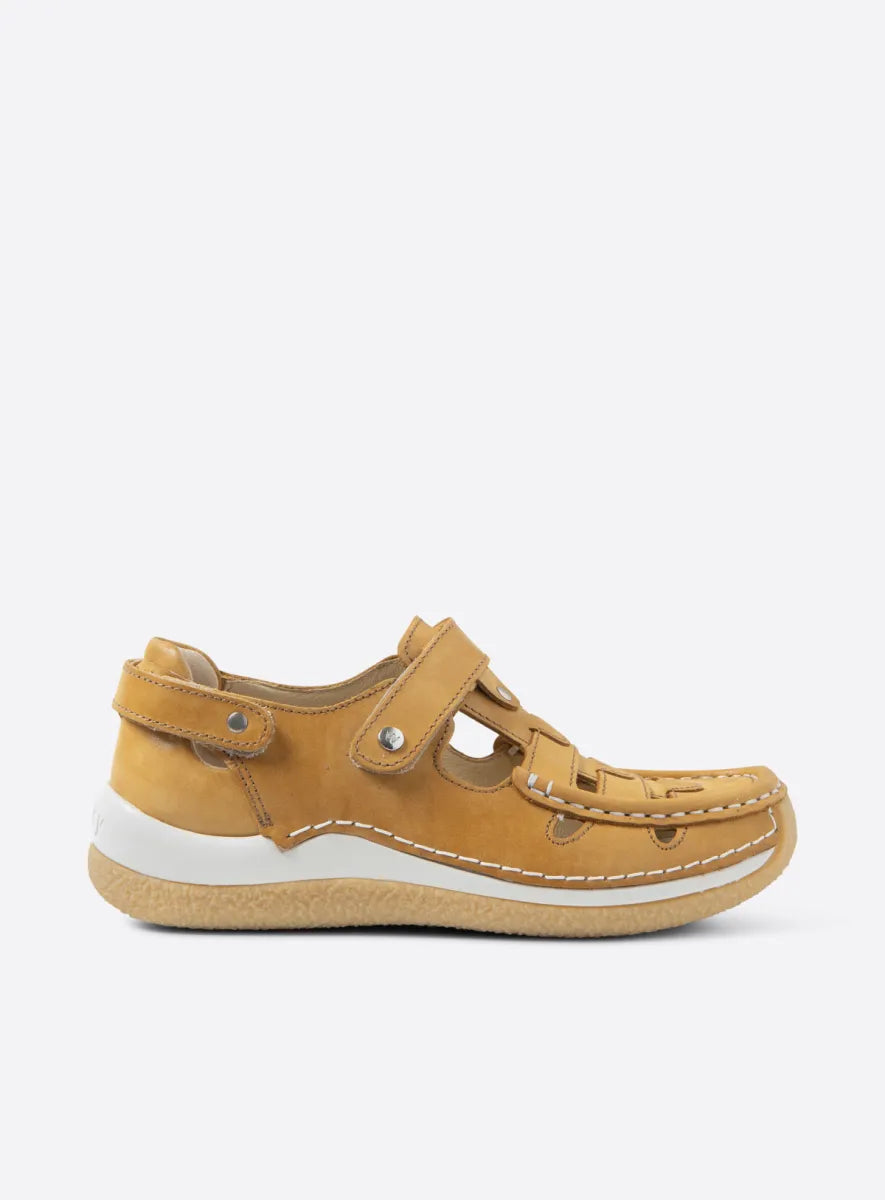 Wolky ESPERANZA Leather & Velcro Shoe - Ochre