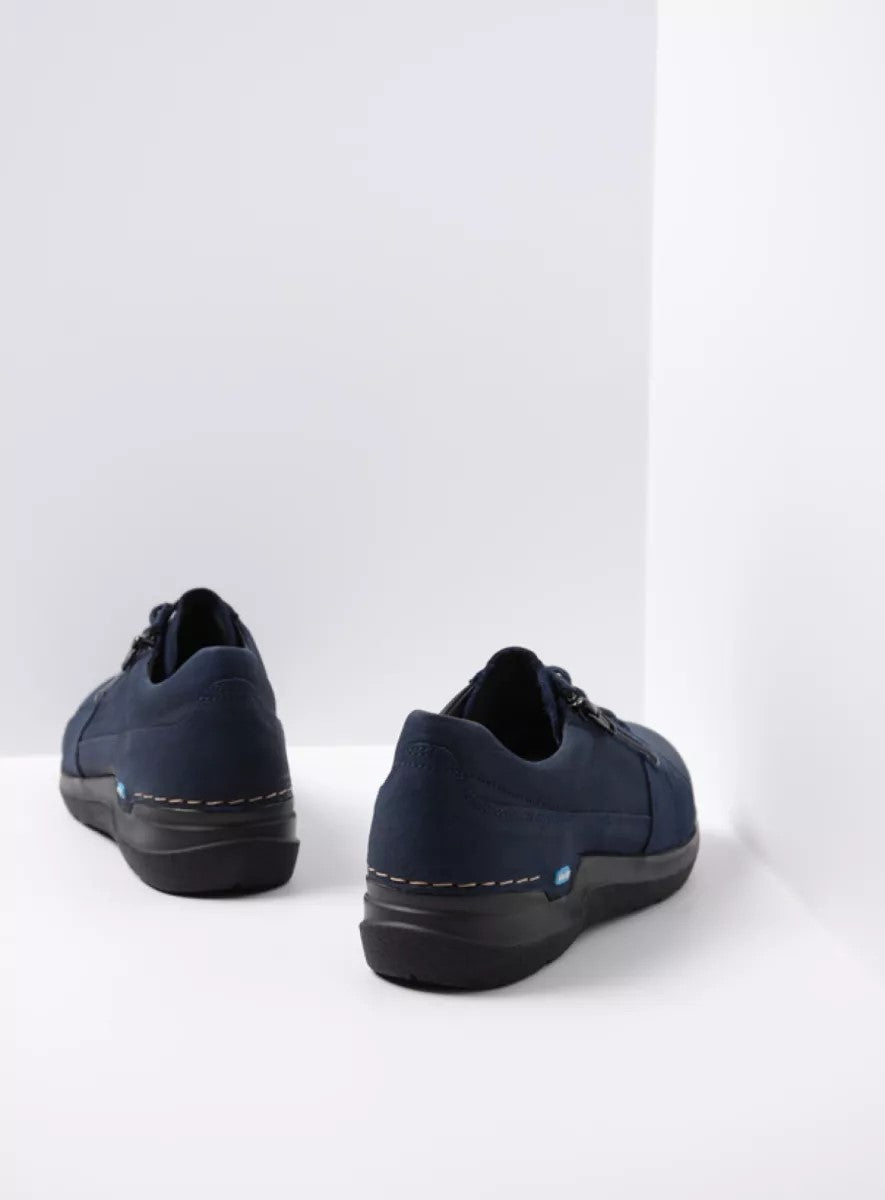 Wolky WALLY FELTWELL Lace Up & Zip Shoe - Blue Leather