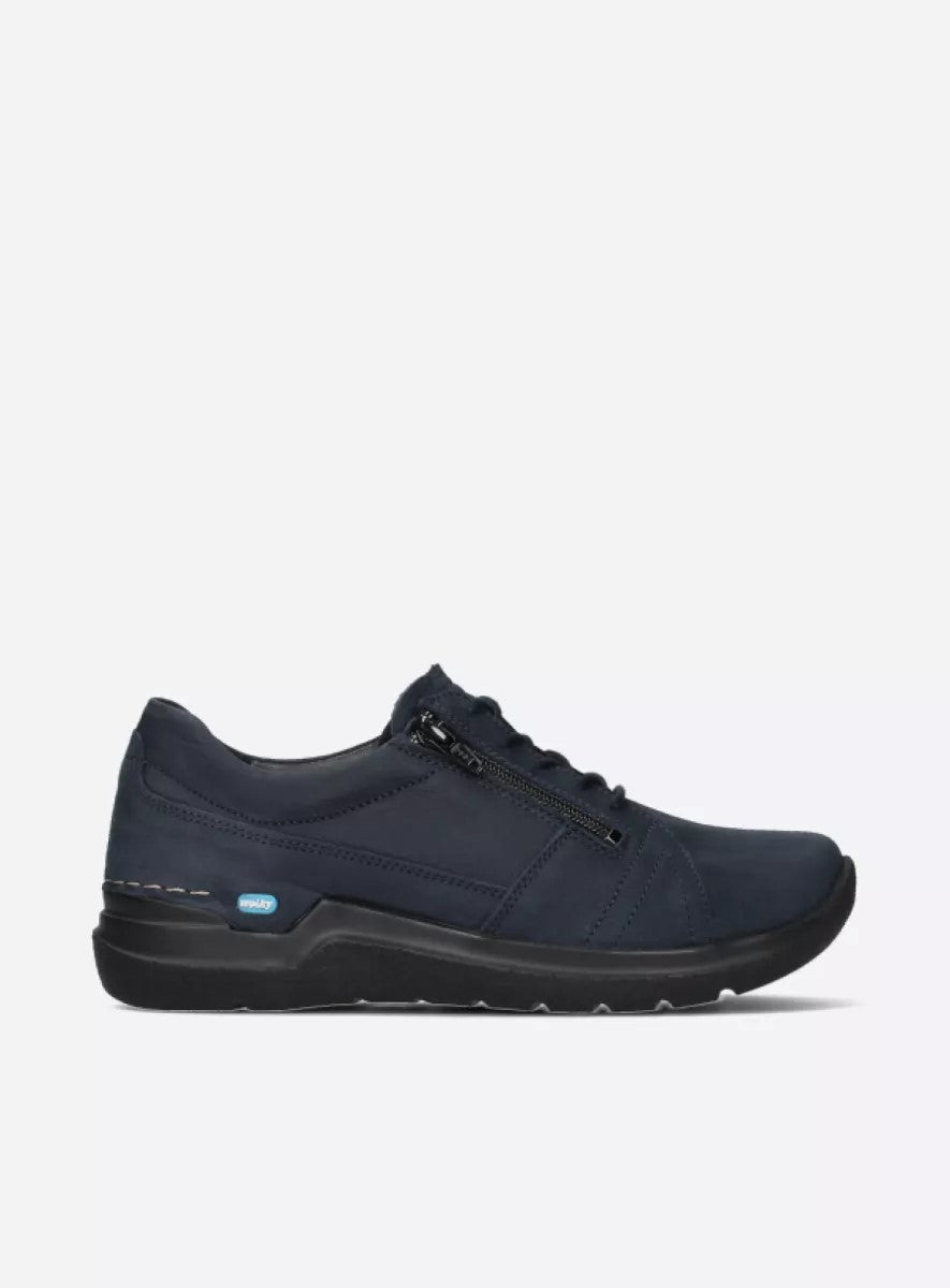 Wolky WALLY FELTWELL Lace Up & Zip Shoe - Blue Leather