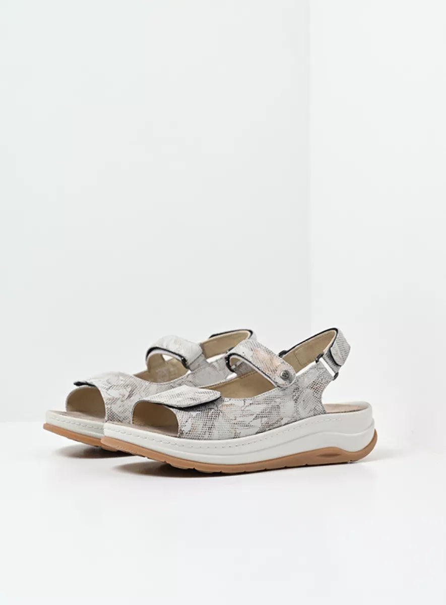 Wolky ADURA Velcro Sandal - Beige Floral Print