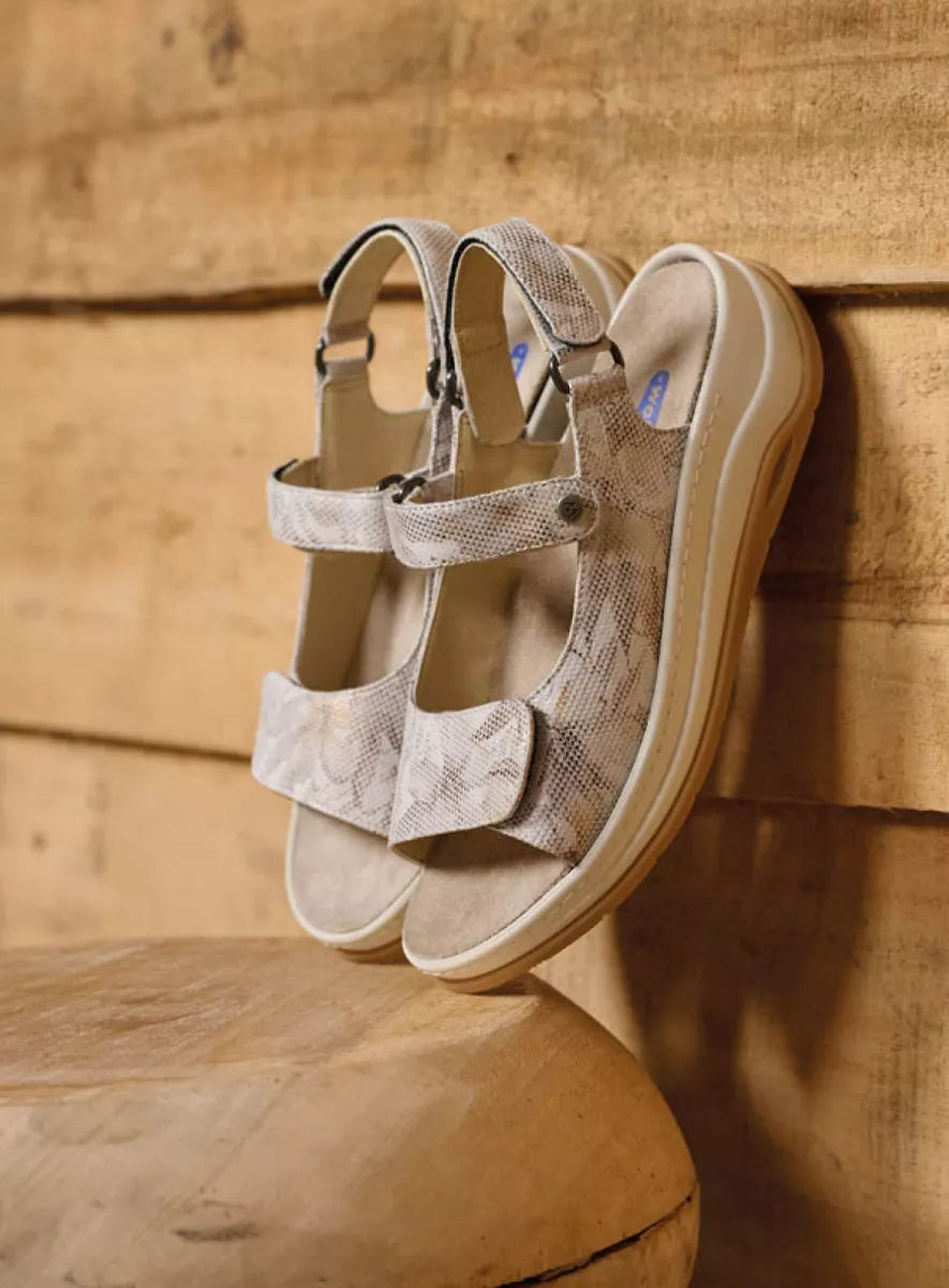 Wolky ADURA Velcro Sandal - Beige Floral Print