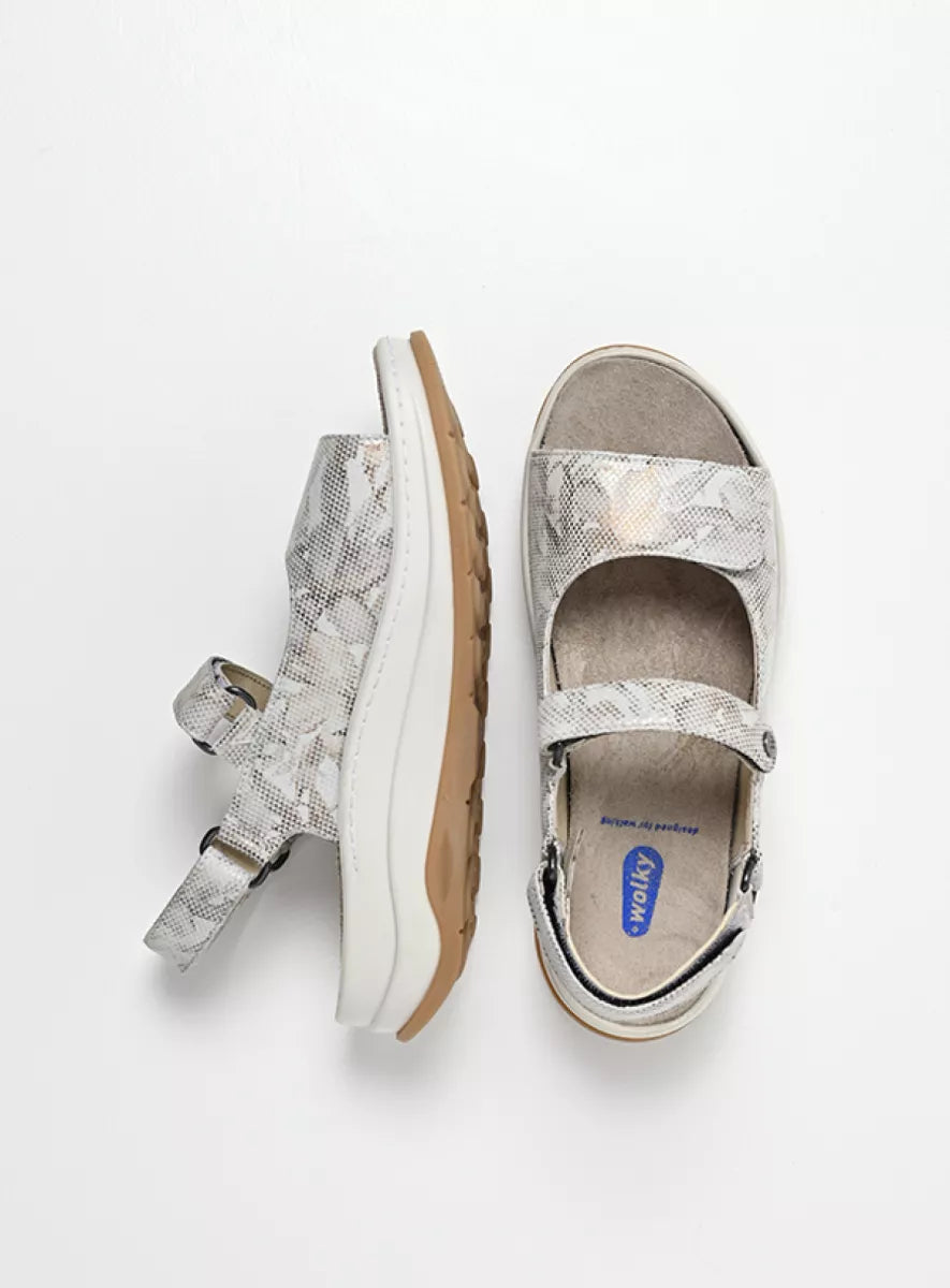 Wolky ADURA Velcro Sandal - Beige Floral Print