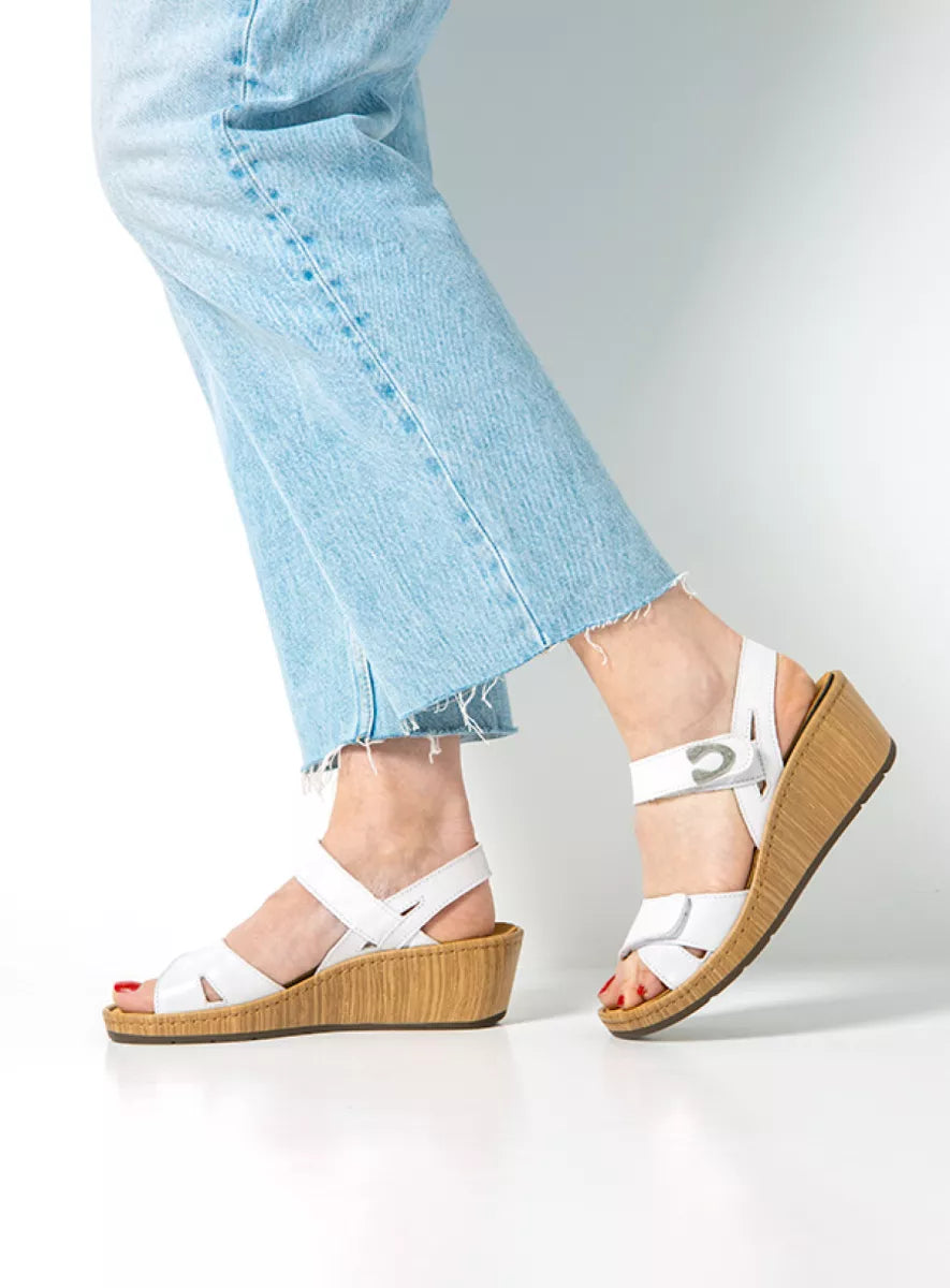 Wolky SANIBEL Leather Wedge - White