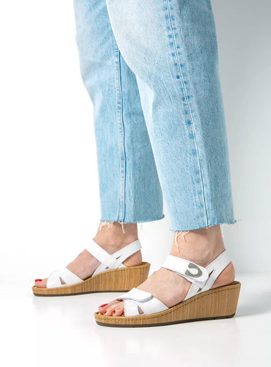 Wolky SANIBEL Leather Wedge - White