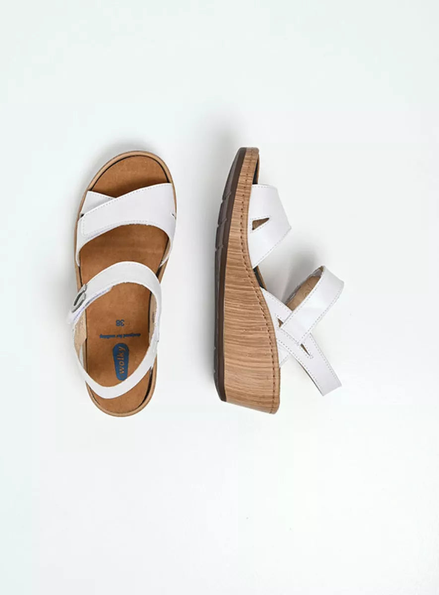 Wolky SANIBEL Leather Wedge - White