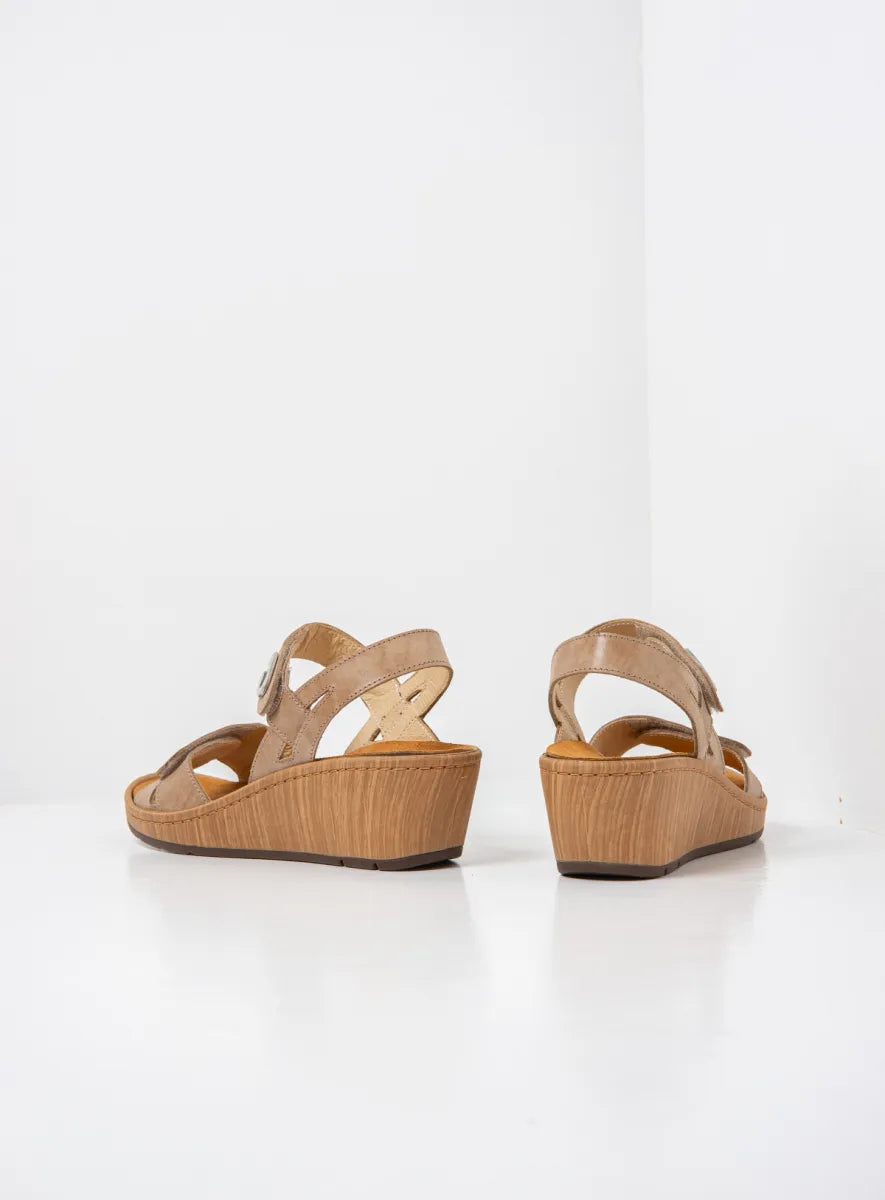 Wolky SANIBEL Leather Wedge - Safari