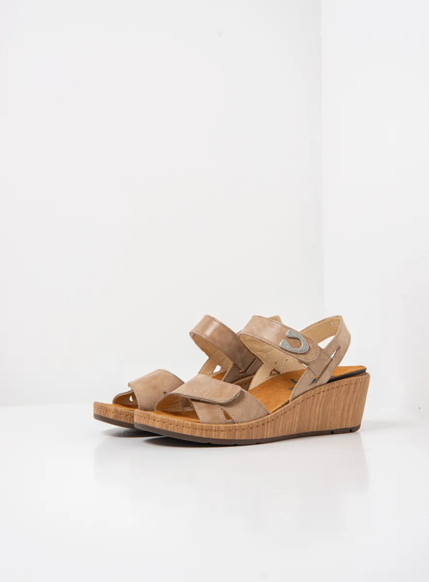 Wolky SANIBEL Leather Wedge - Safari