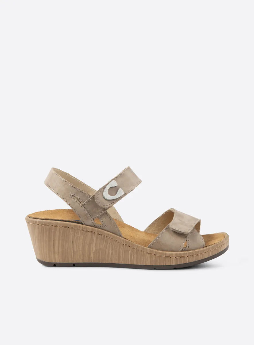 Wolky SANIBEL Leather Wedge - Safari