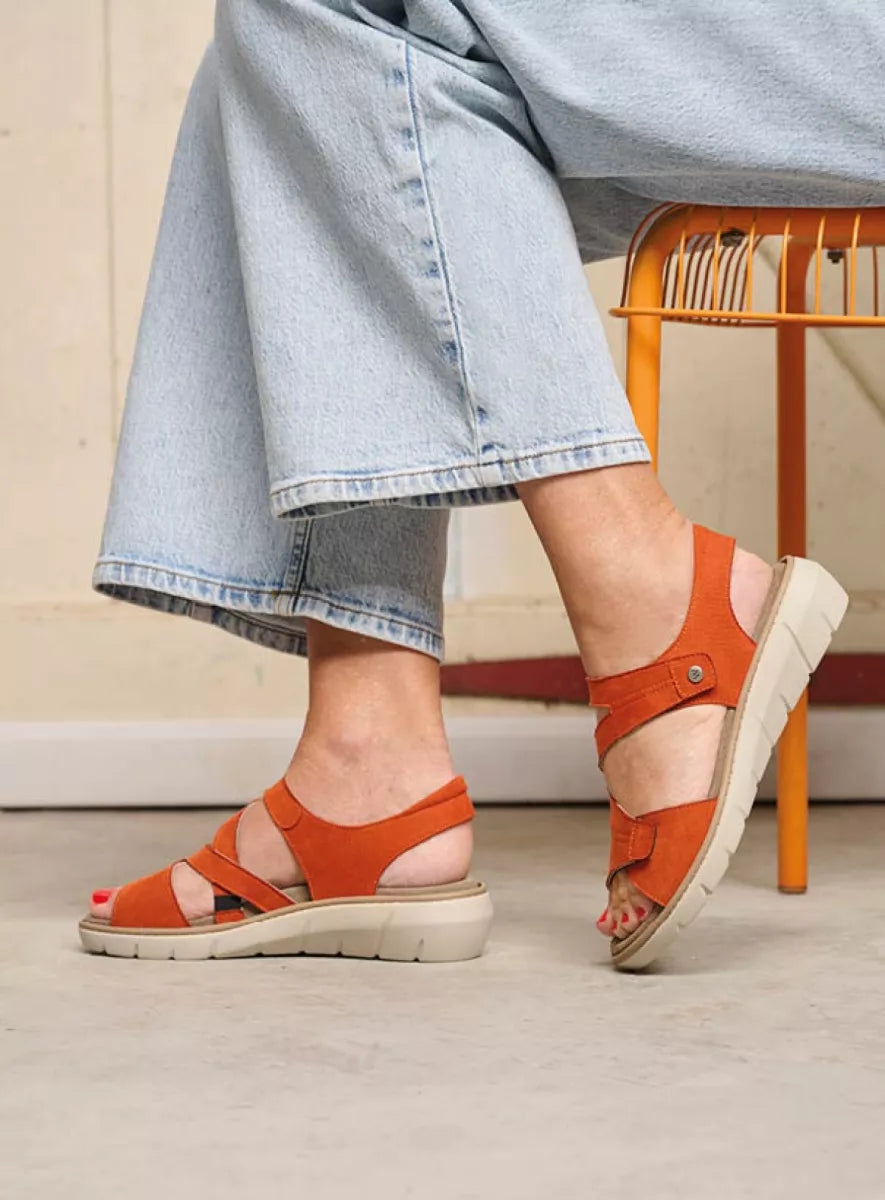 Wolky IKARIA BioCare Vegan Leather Sandal - Brick Orange