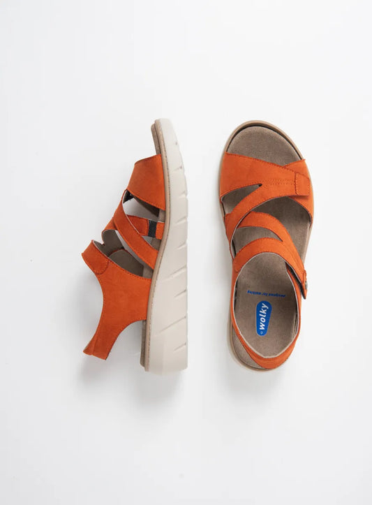 Wolky IKARIA BioCare Vegan Leather Sandal - Brick Orange