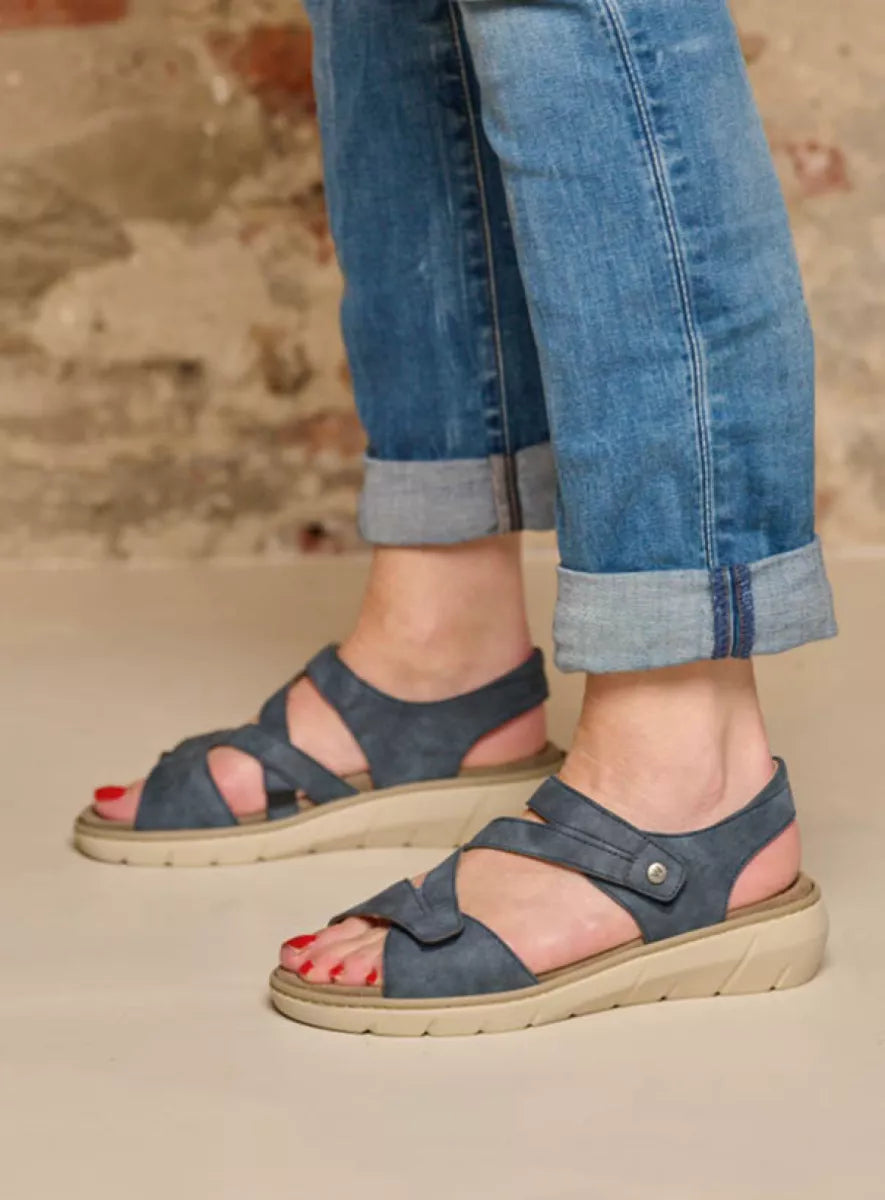 Wolky IKARIA BioCare Vegan Leather Sandal - Denim Blue