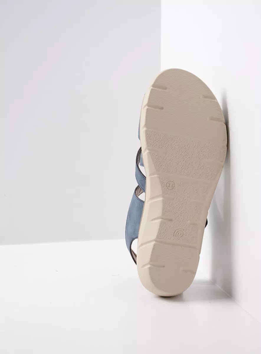 Wolky IKARIA BioCare Vegan Leather Sandal - Denim Blue